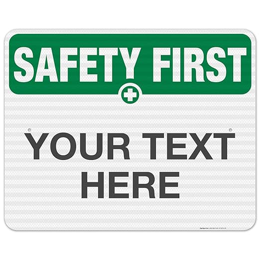Custom Safety First Sign, OSHA Sign, 24x30 Inches, 3M EGP Reflective .080 by SigoSigns
