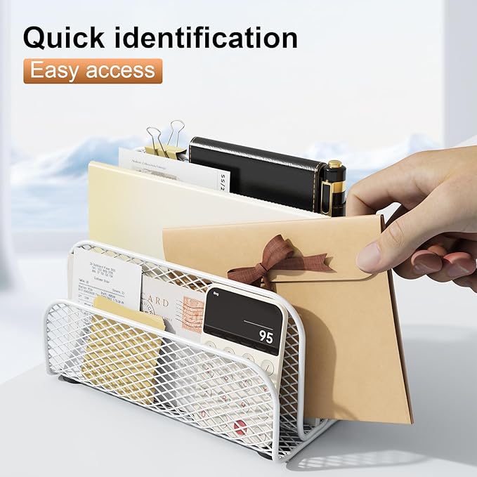 gianotter Mail Organizer Countertop, Metal File Holder - Image 3
