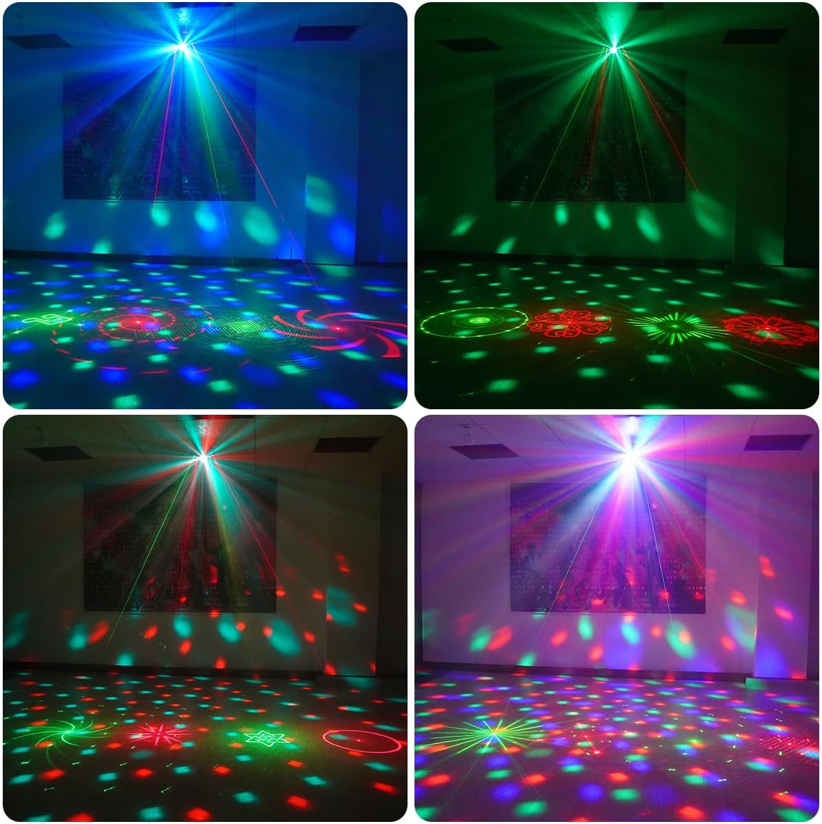 LAUCNPTY DJ Disco Ball Party Lights with DMX512 and Sound Activated, LED Stag...