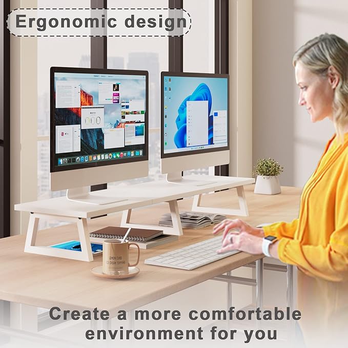TEAMIX White Dual Monitor Riser - Image 3