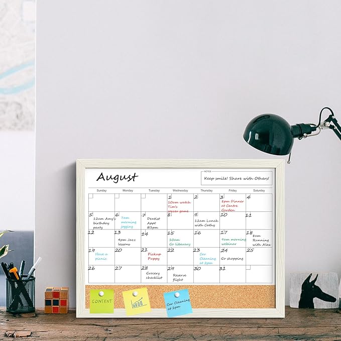 Calendar Whiteboard for Wall, TANKEE 17x13 Inches Whiteboard Calendar Cork - Image 8