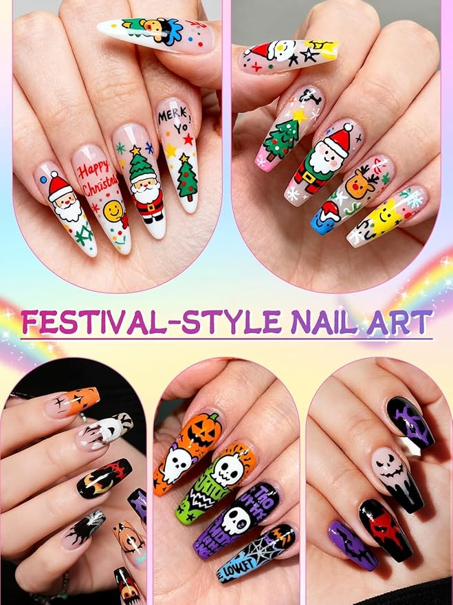 EBANKU 12 Colors Nail Art Pens Kit 0.5MM Ultra-Fine Tip 3D Nail Polish Pens - Image 6