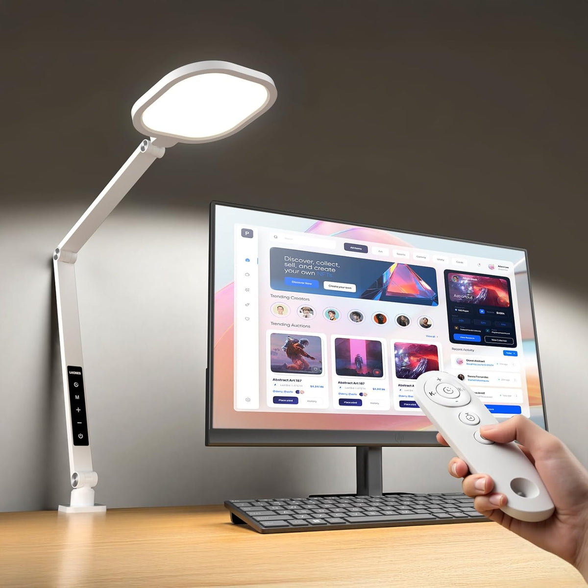 LitONES Led Desk Lamp with Clamp, 1200LM Dimmable Home Office Desktop Light
