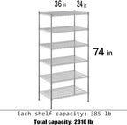 Regal Altair 24" Deep x 36" Wide x 74" Height Wire Shelving Kit | 6-Tier | NSF - Image 3