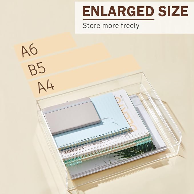 Harloon 4 Tier Acrylic Paper Tray 13 x 10 x 1.7 Inches Stackable Letter Clear - Image 4