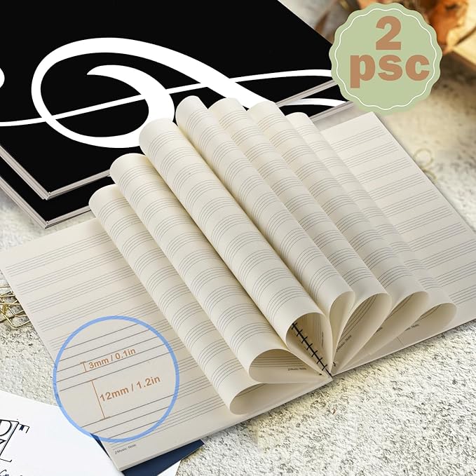 Music Notebook 2 Pack, 100 Sheets/200 Pages Blank Sheet Music Notebook - Image 3