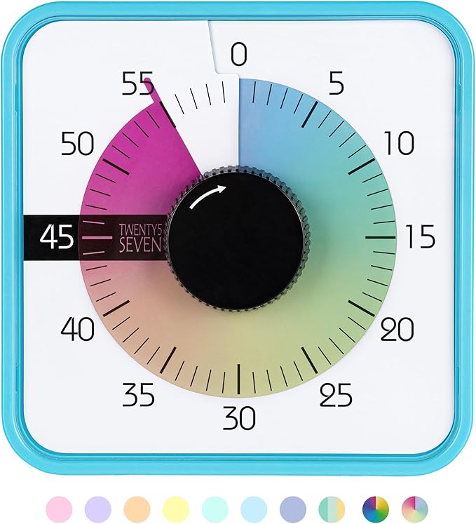 Visual Timer 7.5 inch; 60 Minute 1 Hour Countdown Timer by TWENTY5SEVEN