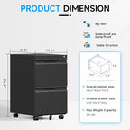Bestoo 2-Drawer Mobile File Cabinet - Image 3