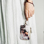 Marble ID Badge Holder with Lanyard, Card Name Tag Holders with Zipper - Image 3