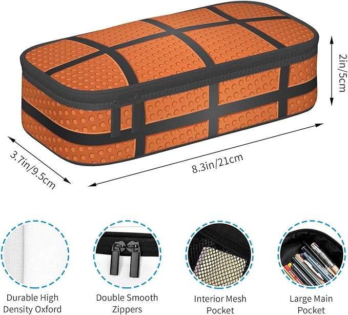 Basketball Ball Texture Pencil Case Big Capacity Storage Pencil Pouch - Image 6