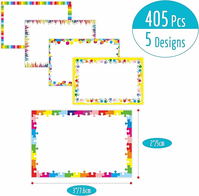 405 PCS Adorable Name Tag Stickers, 5 Color Designs - Image 2