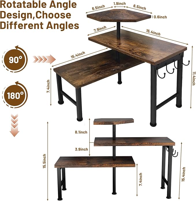Uniqcovosa Kitchen Countertop Organizer, 3 Tier Moveable Corner Shelf Kitchen - Image 4