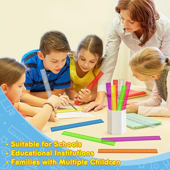 32 Pcs Clear Plastic Ruler 12 Inch, Rulers Bulk - Image 7