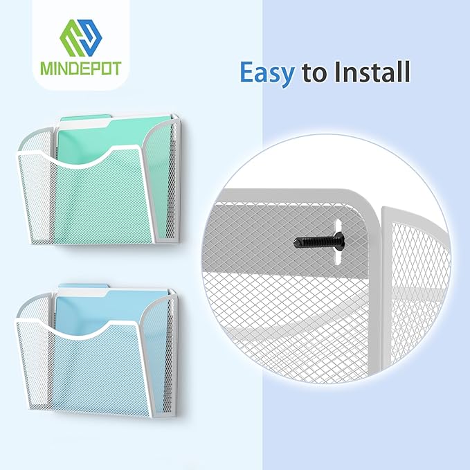 MINDEPOT Wall File Organizer, Hanging Wall Mounted File Folder Binder Holder - Image 4