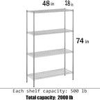 Regal Altair 18" Deep x 48" Wide x 74" Height Wire Shelving Kit | 4-Tier | NSF - Image 3