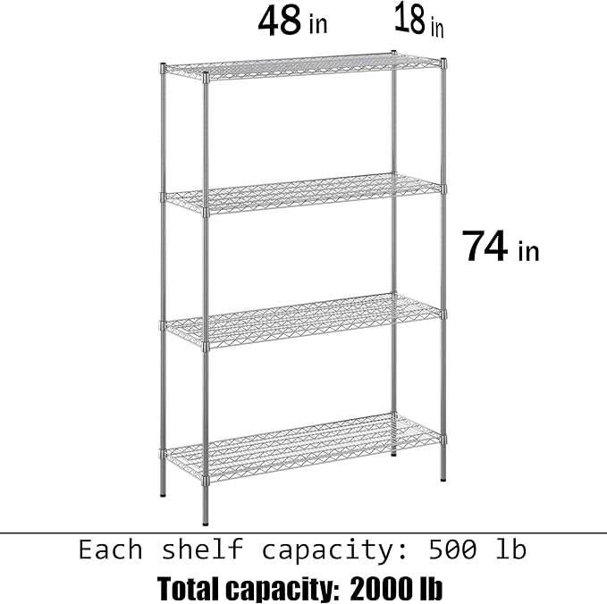 Regal Altair 18" Deep x 48" Wide x 74" Height Wire Shelving Kit | 4-Tier | NSF - Image 3