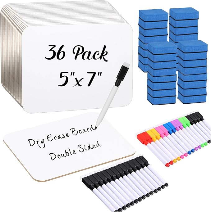 Affrolling 36 Sets Small Whiteboard Dry Erase Boards 5" x7'' Mini Double Sided by Affrolling