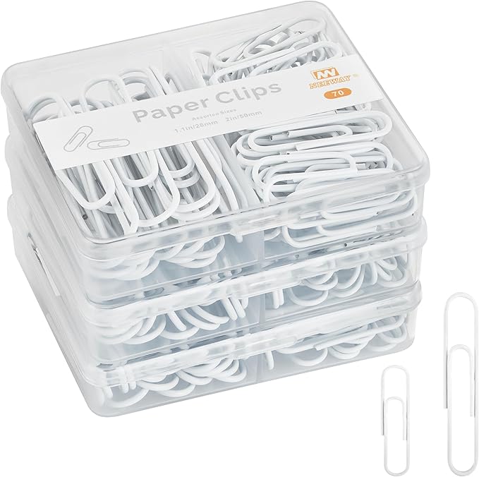NEEWAY Colorful Paper Clips Assorted Sizes, Small and Large Paperclips by NEEWAY