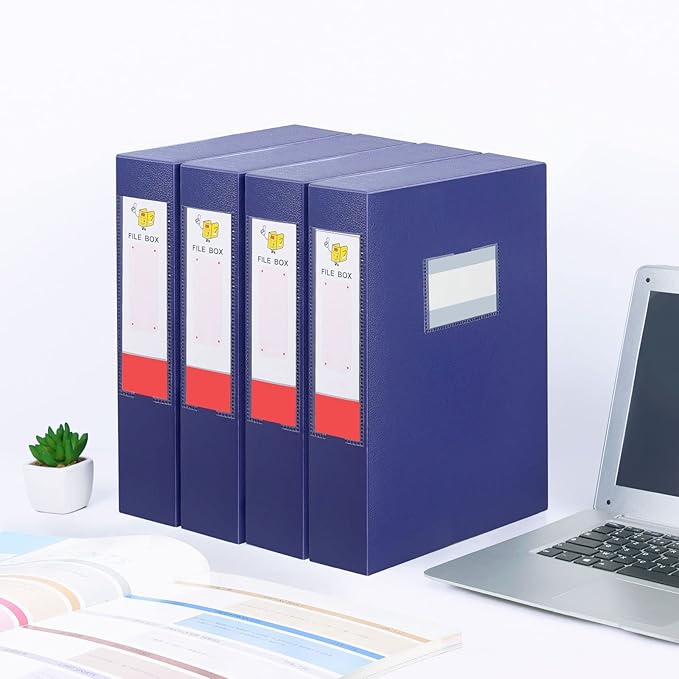 HUA JIE 2 Pack A4 Storage File Boxes Archives Case, 65mm Spine, Box File - Image 7
