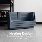 iris usa open front storage bins, heavy duty, front angle view