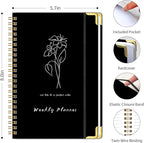 Undated Weekly Planner with Metal Corner Hardcover Notebook, A5 Size Journal - Image 2