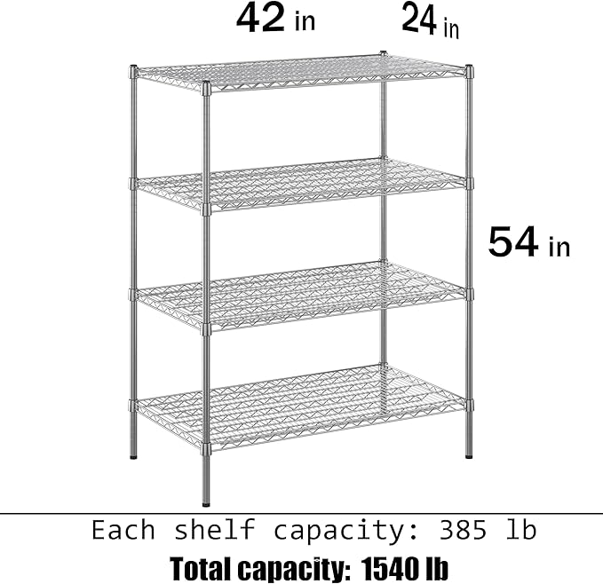 Regal Altair 24" Deep x 42" Wide x 54" Height Wire Shelving Kit | 4-Tier | NSF - Image 3