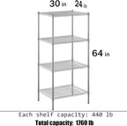 Regal Altair 24" Deep x 30" Wide x 64" Height Wire Shelving Kit | 4-Tier | NSF - Image 3