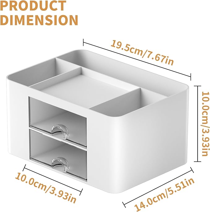 Marbrasse Pen Organizer with 2 Drawer, Desk Organizers and Accessories with 5 - Image 4