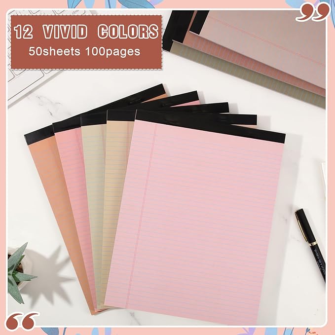 Fuutreo 8 Pcs 8.5'' x 11'' Colored Legal Pad Writing Pads Narrow Ruled 50 - Image 3