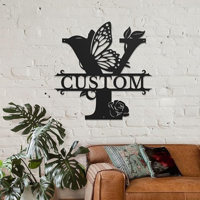 Personalized Custom Letter Name metal Signs, Custom Black Letter Monogram Wall - Image 3
