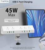 45W Fast Charging Station, Desk Clamp Power Strip, 4 PD USB-C Ports, 5 AC - Image 4