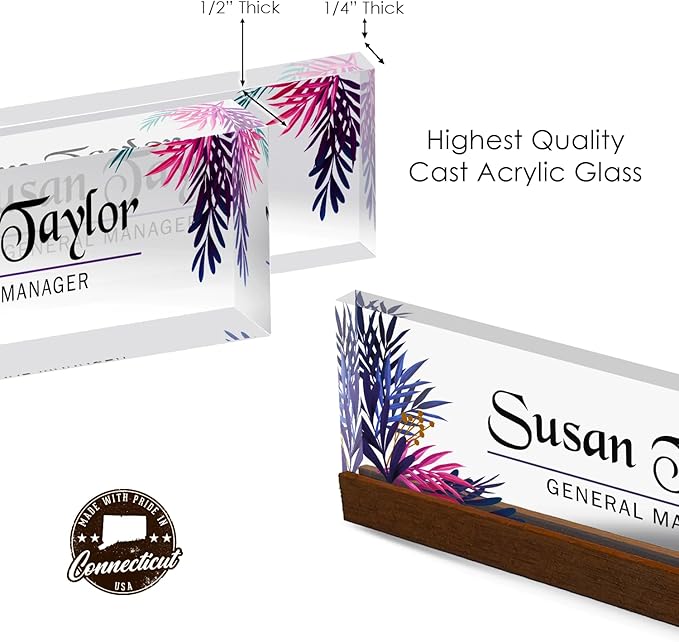 Artblox Personalized Office Desk Name Plate and Business Card Holder | Clear - Image 7