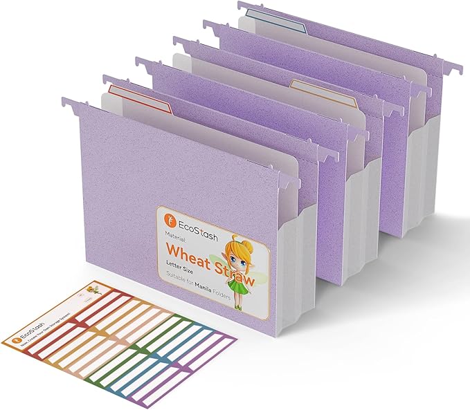 Extra Capacity Hanging File Folders, 3.15" Reinforced Wheat Straw Expanding by EcoStash