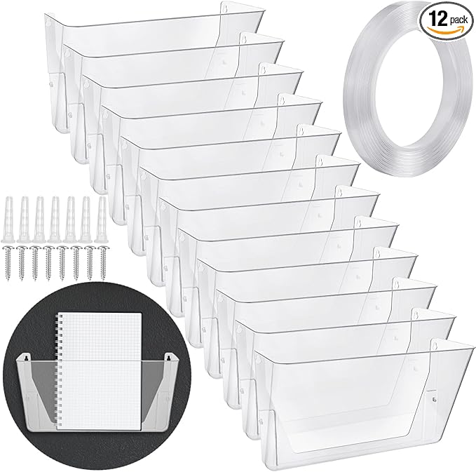 Tenceur 12 Pcs Plastic Single Pocket Wall Mount File Holder by Tenceur