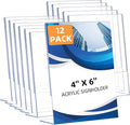 12 Pack Slanted Back Acrylic Sign Holders 4x6 by DECOHOBO