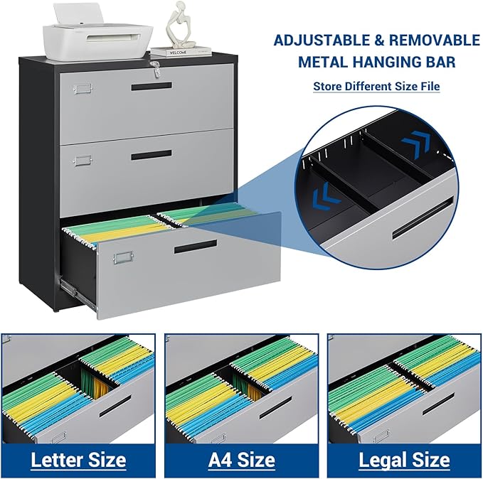 Fesbos 3 Drawer Lateral File Cabinet - Image 5