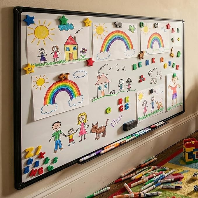 Magnetic Whiteboard 60x36 Inches Black Aluminum Frame, Large Wall Mount White - Image 7