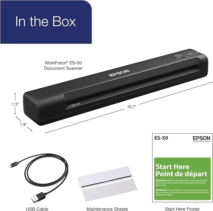 Epson WorkForce ES-50 Portable Sheet-Fed Document Scanner - Image 7