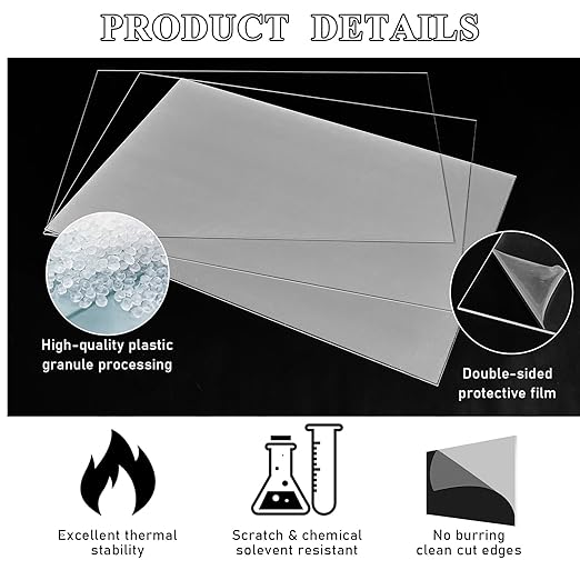 Roowest 1 Pcs 24 x 36 Inch, 1/2 Inch Thick Clear Acrylic Sheets Transparent - Image 3