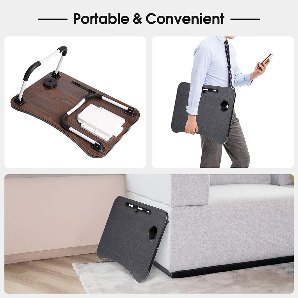 Laptop Desk Foldable Bed Table, Portable Lap Desk Laptop Bed Tray Table with ...