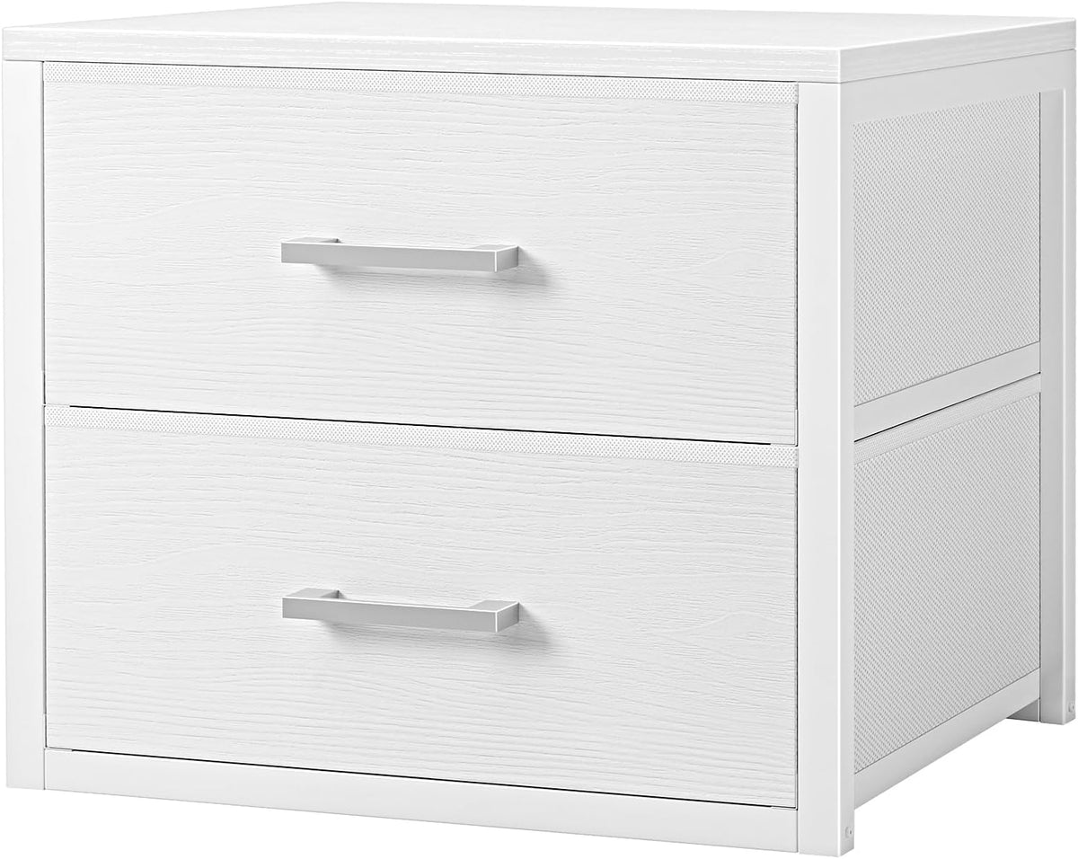 BOLUO Stackable Storage Drawers Closet Organizers and Storage Fabric White 2 ...