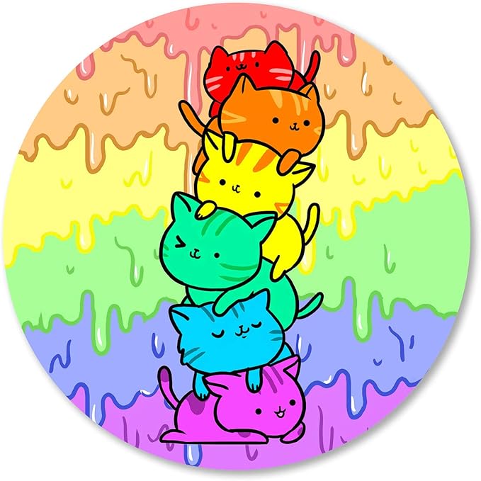IMAYONDIA Funny Cute Cat Round Mouse Pad Small, Animal Mouse Pads by IMAYONDIA