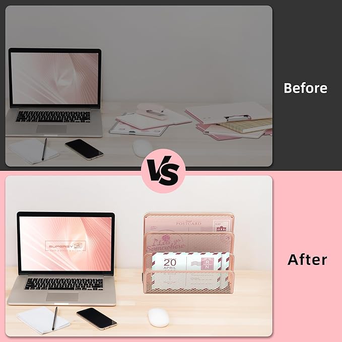 SUPEASY Mail Organizer for Desk, Mesh Metal Mail Holder Countertop - Image 7