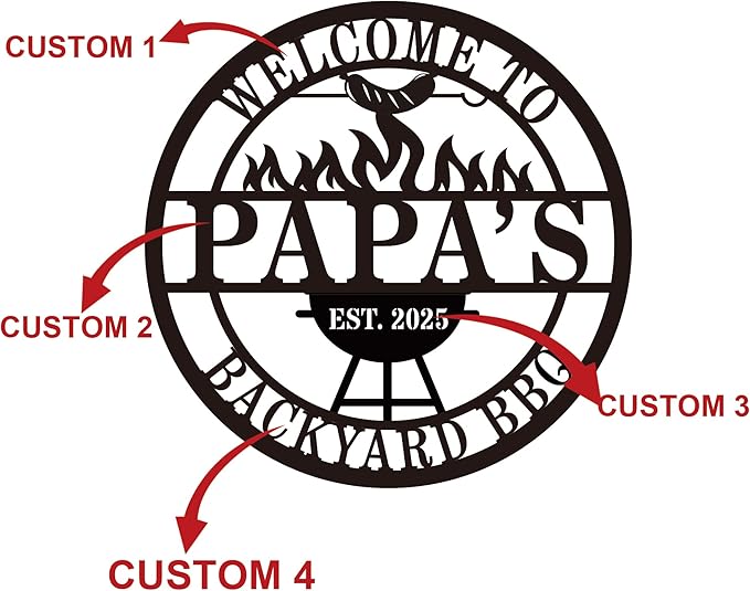 Personalized BBQ Grill Sign Custom Metal Outdoor Kitchen Decor Grill Master - Image 6