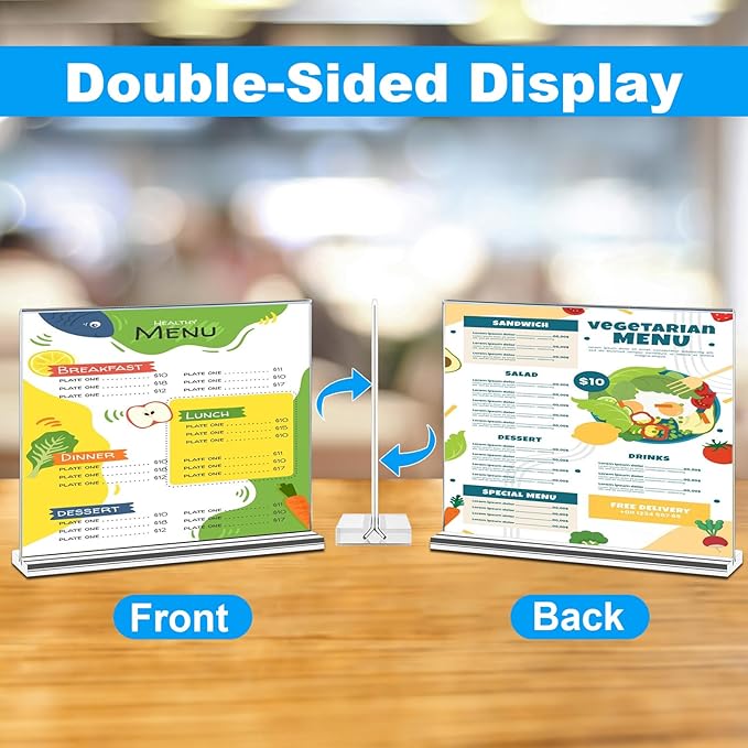 EHWINE 6 Pack Acrylic Sign Holder 8.5 x 11 Horizontal, Double-Sided Stand up - Image 4