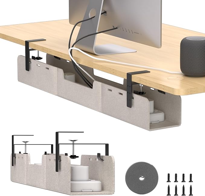 ERGO COLLECT Under Desk Cable Management Tray, No-Drill Upgraded Thickened Felt by ERGOCOLLECT