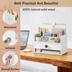 desk organizer with drawer, countertop bill mail organizer shown in use