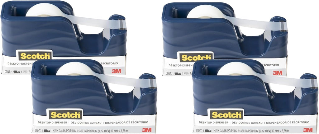 Scotch Wave Tape Dispenser, Great for Gift Wrapping, Includes 34 in x 350 in Tape Roll (C20-WAVE-MI) (Pack of 4)