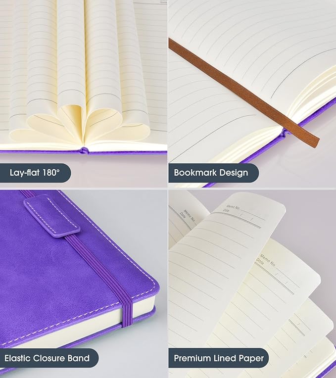 Biuwory Lined Journal Notebook for Women Men, 256 Pages A5 Hardcover Leather - Image 4