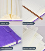 Biuwory Lined Journal Notebook for Women Men, 256 Pages A5 Hardcover Leather - Image 4